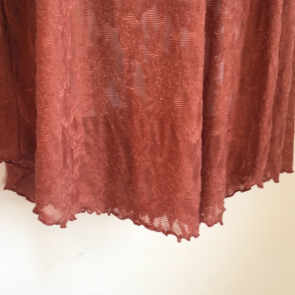 maurices 3X sheer floral top copper orange NWOT - Picture 5 of 7